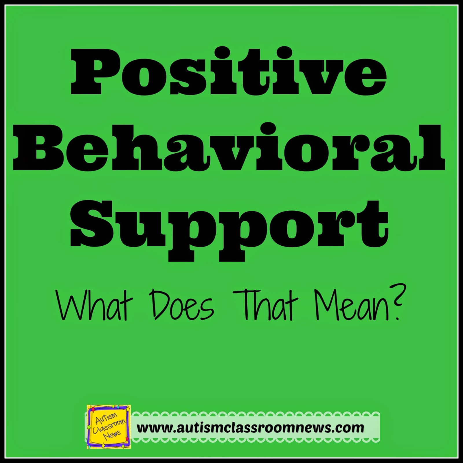 Positive Behavioral Support What Does That Mean? Autism