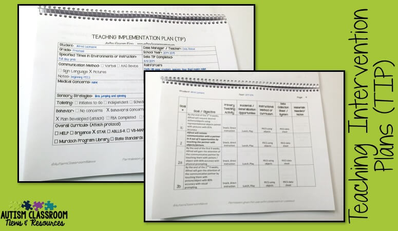 teaching-intervention-plan Perfect for autism classroom setup, the Teaching Intervention Plan (TIP) can help special education teachers plan out the schedule, instruction and data collection. Find out more about it in this round up post with examples.