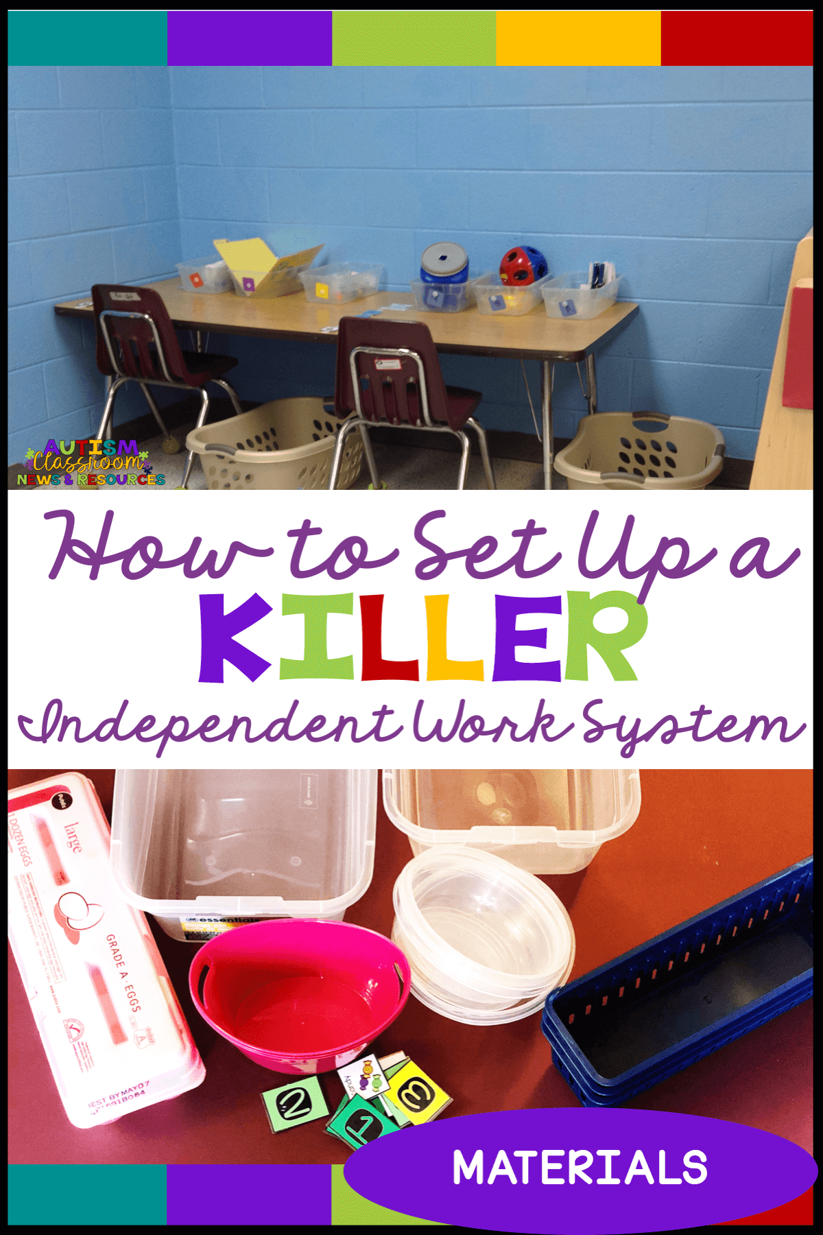 You can get started with independent work systems today! get these materials and then check out the tutorial that comes next and you'll be rockin' the independent work! #autismclassroomresources #structuredworksystems