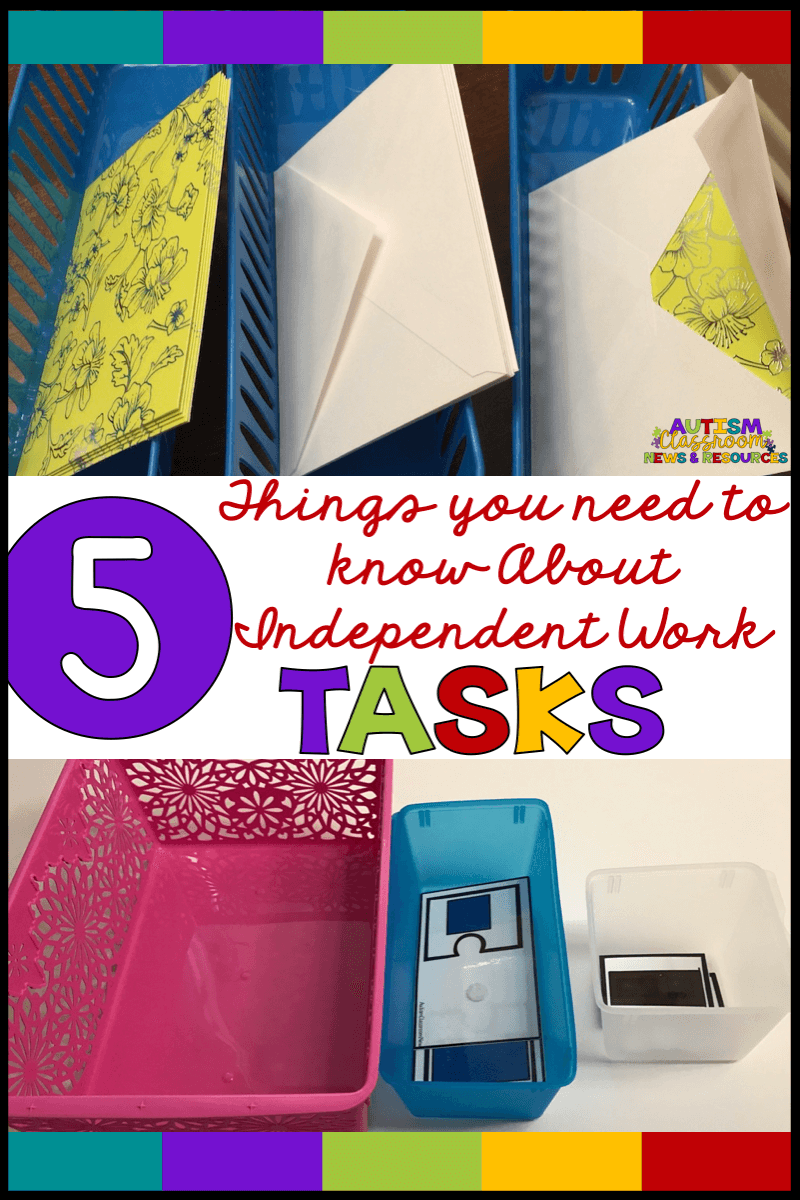Not all independent work tasks are created equal. Check out these 5 things each task in your work system should have to be successful. #TEACCH #specialeducation