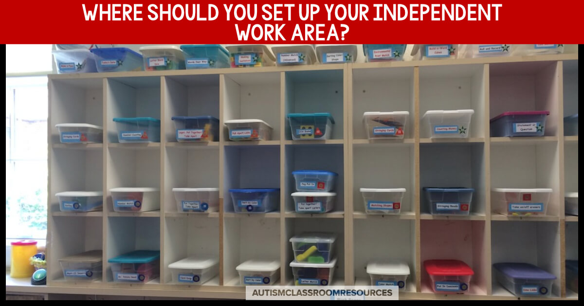 Ever wondered whether independent work systems have to be set up in their own area in your special ed. classroom? Here are 4 advantages for doing it that way and some thoughts to consider. #TEACCH #independentwork Ever wondered whether independent work systems have to be set up in their own area in your special ed. classroom? Here are 4 advantages for doing it that way and some thoughts to consider. #TEACCH #independentwork