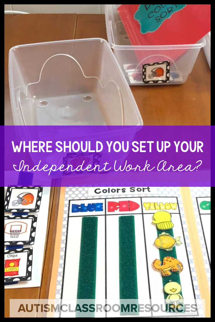I recently had someone ask me if the independent work area needs to be a separate area of the classroom. The answer isn't quite cut and dry, but here are some advantages that I thought I would share. I recently had someone ask me if the independent work area needs to be a separate area of the classroom. The answer isn't quite cut and dry, but here are some advantages that I thought I would share.