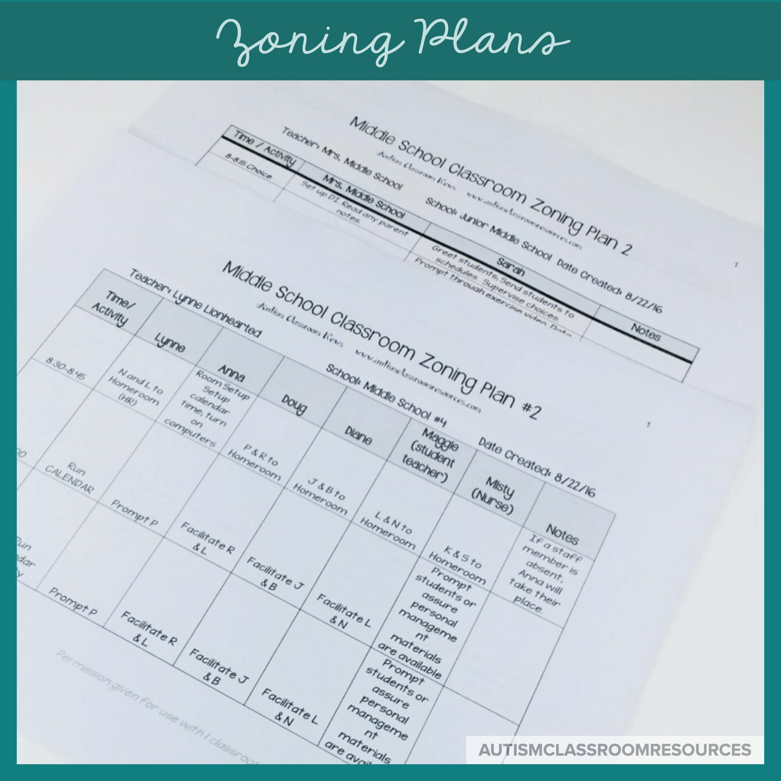 zoning plans Zoning plans are great tools not only for organizing your special education staff, but they also can reduce your stress. If you are a special educator, find more tips in this post for reducing your stress levels in the classroom.