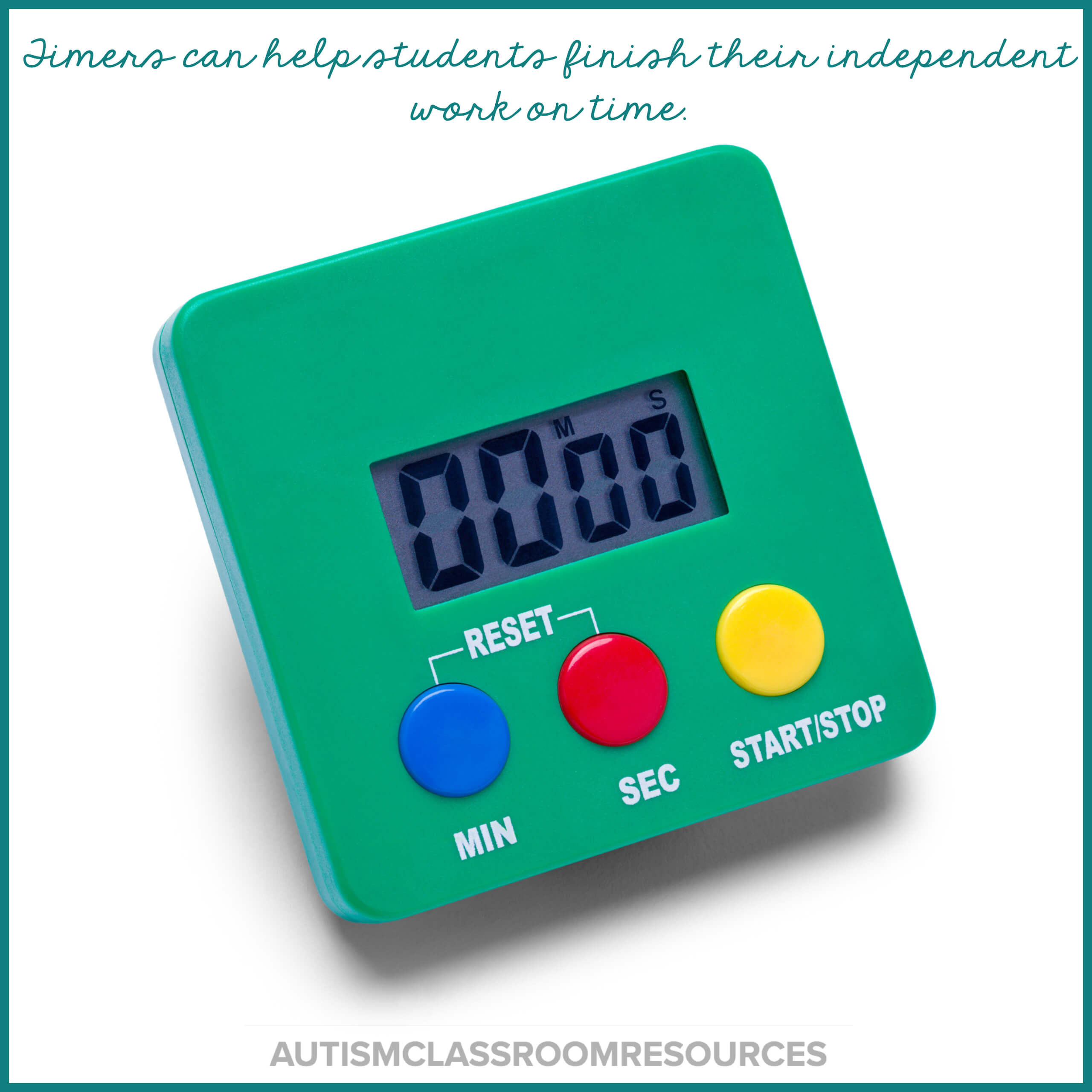 When a student isn't finishing his independent work tasks, sometimes it helps to give him a timer to show how much time is left. This allows him to know that the time to get to his reinforcer is fixed. And that when time is up, if he hasn't finished, he won't get the "what's next reinforcer." Find other solutions to troubleshoot if your students have difficulty finishing their work. When a student isn't finishing his independent work tasks, sometimes it helps to give him a timer to show how much time is left. This allows him to know that the time to get to his reinforcer is fixed. And that when time is up, if he hasn't finished, he won't get the "what's next reinforcer." Find other solutions to troubleshoot if your students have difficulty finishing their work.