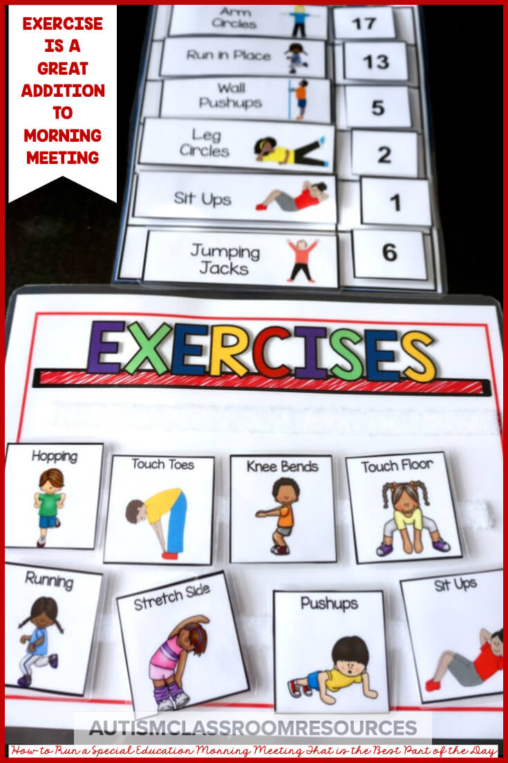 Exercise makes a great addition to morning meeting. Wondering how to create productive and FUN morning meetings in your classroom? Then you will love this post to help you! Exercise makes a great addition to morning meeting. Wondering how to create productive and FUN morning meetings in your classroom? Then you will love this post to help you!